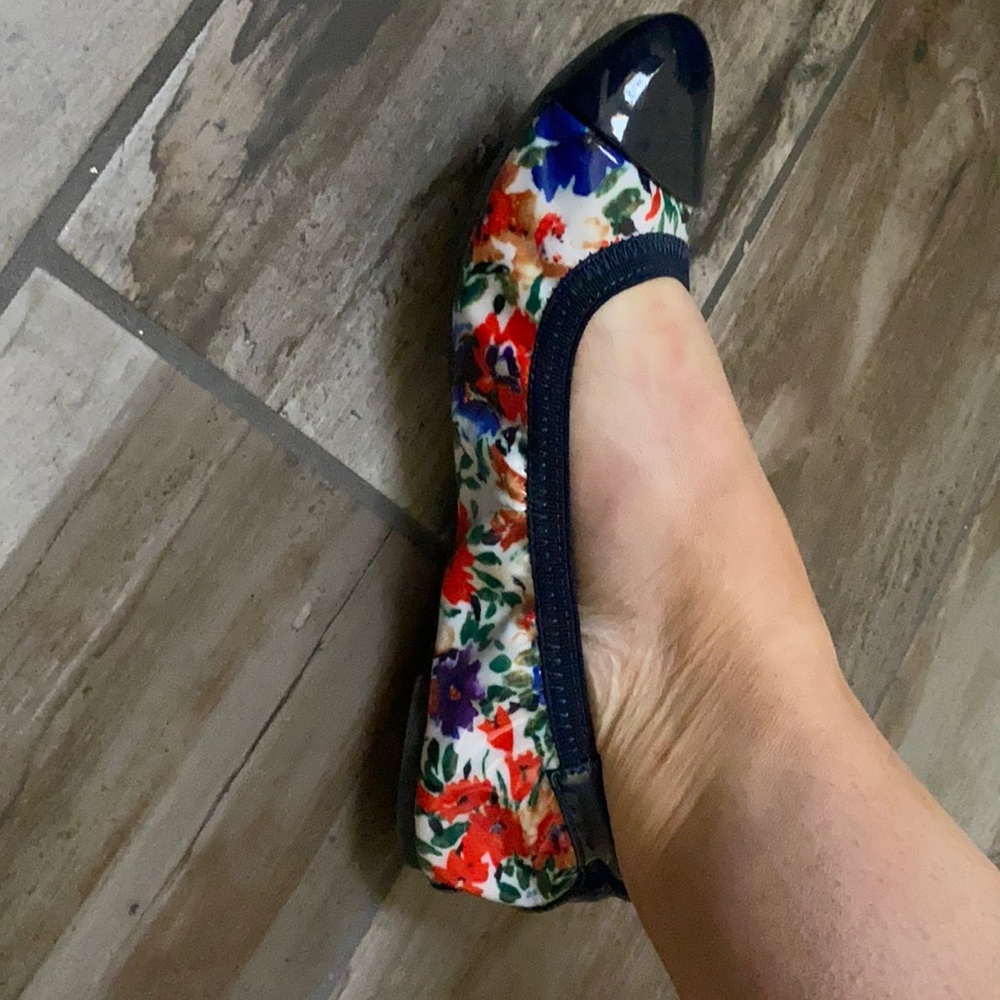 Navy Floral Ballet Flats